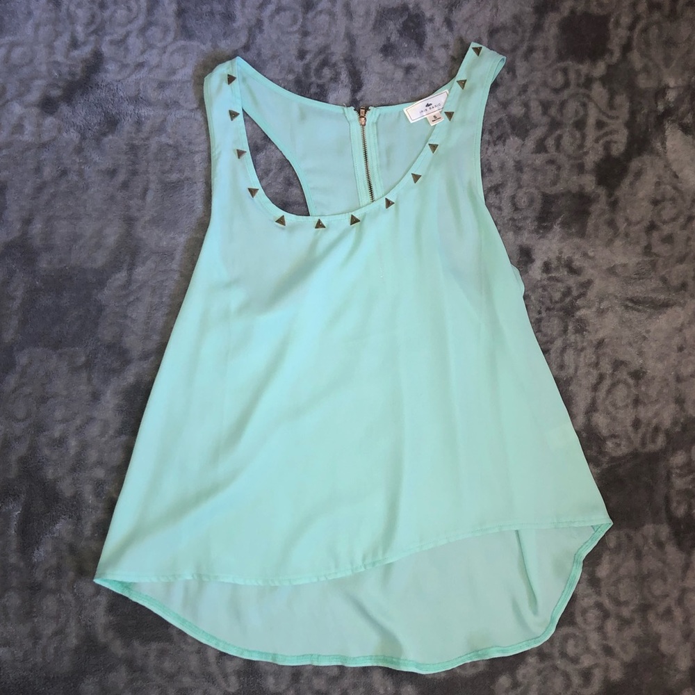 Sheer flowing tank top with gold studs